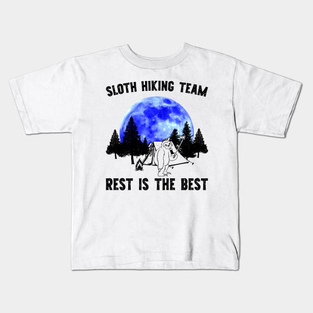 Sloth Hiking Team - Rest is for the Best Kids T-Shirt by giovanniiiii